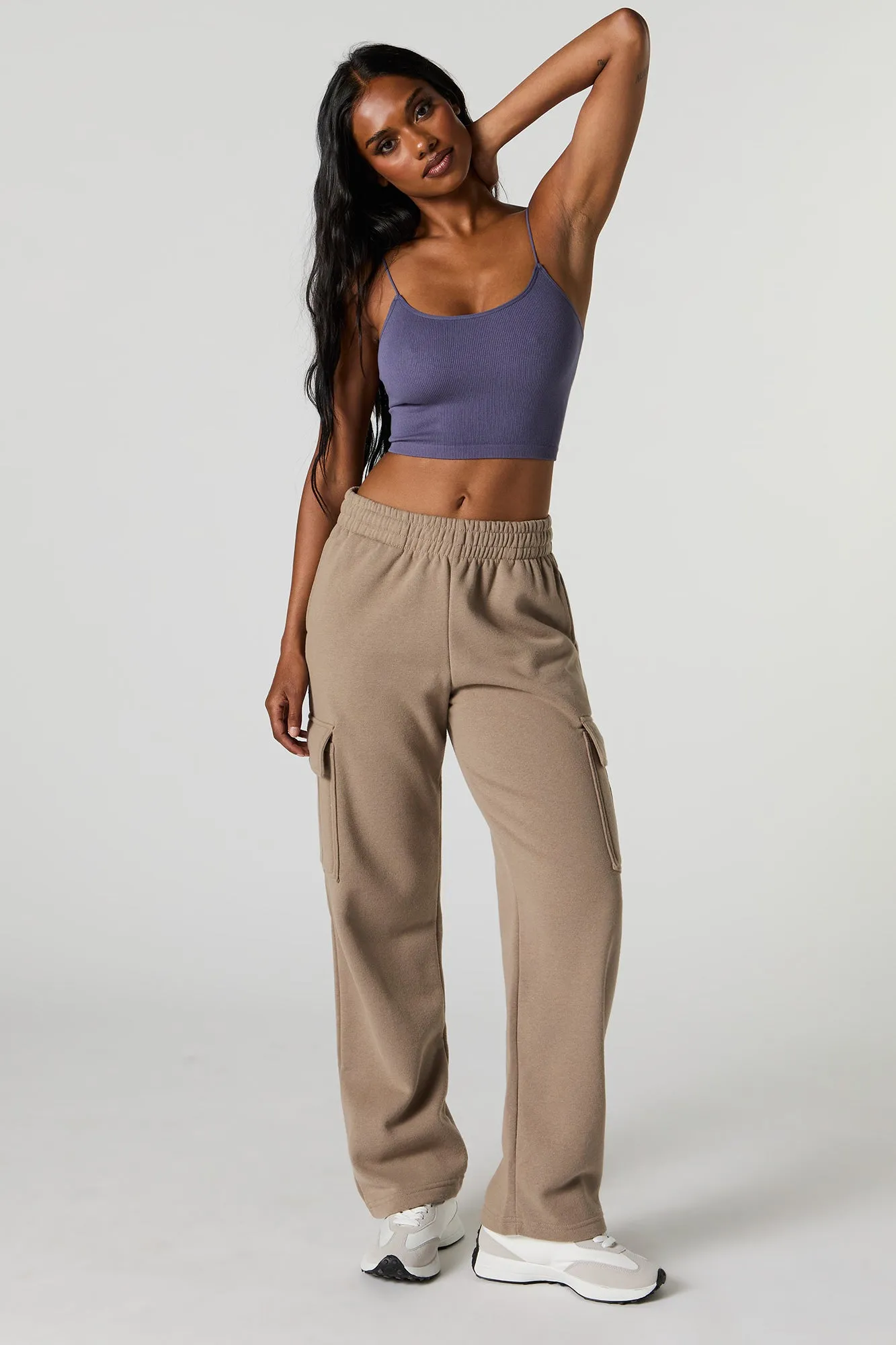 Camisole côtelé courte sans couture à bretelles ultraminces sold by Urban Planet product image thumbnail 3