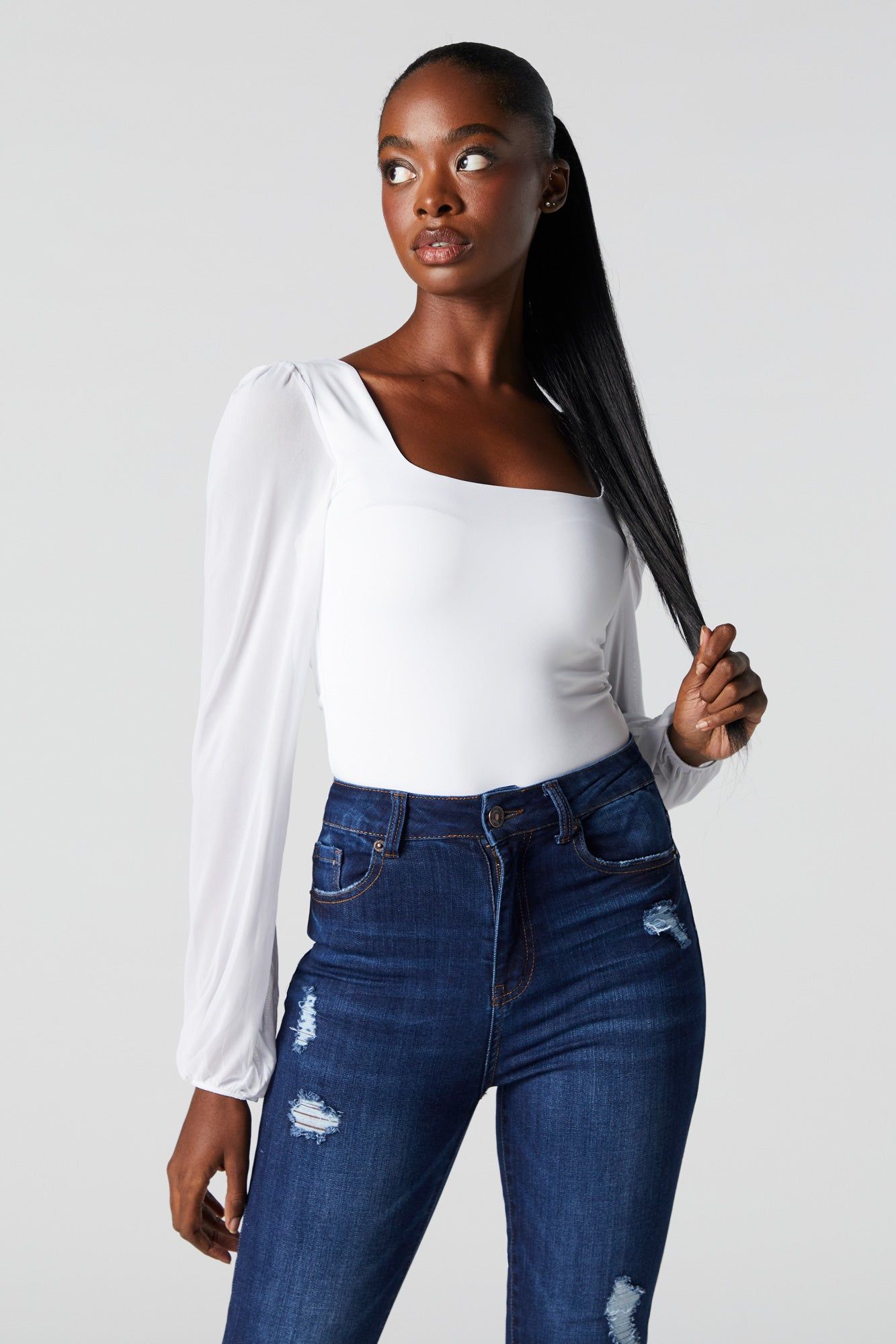 Contour Mesh Sleeve Bodysuit sold by Urban Planet product image thumbnail 4