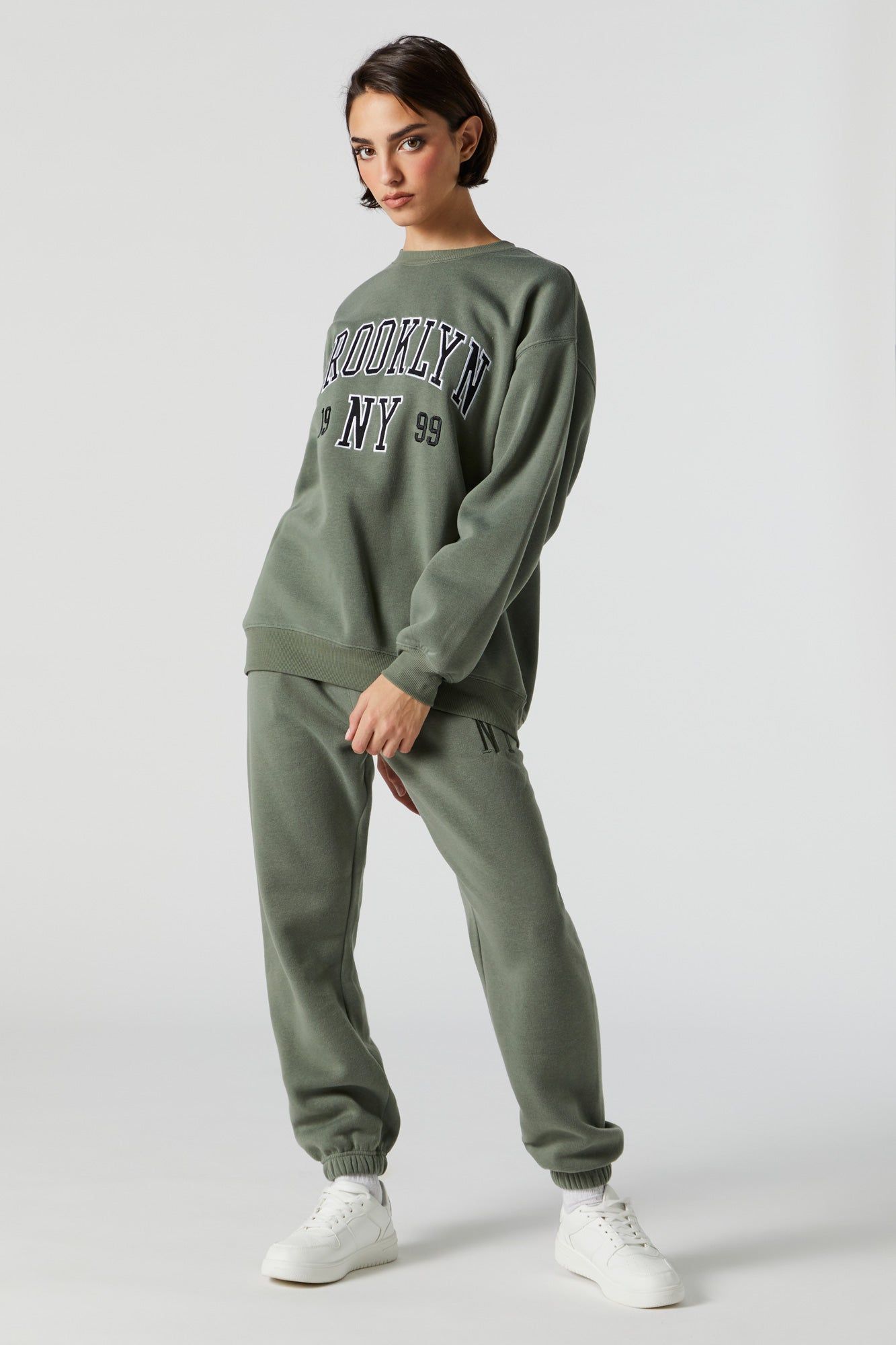 Chenille Embroidered Brooklyn Fleece Sweatshirt sold by Urban Planet product image thumbnail 3