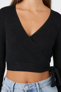 Ribbed Knit Wrap Crop Top sold by Urban Planet