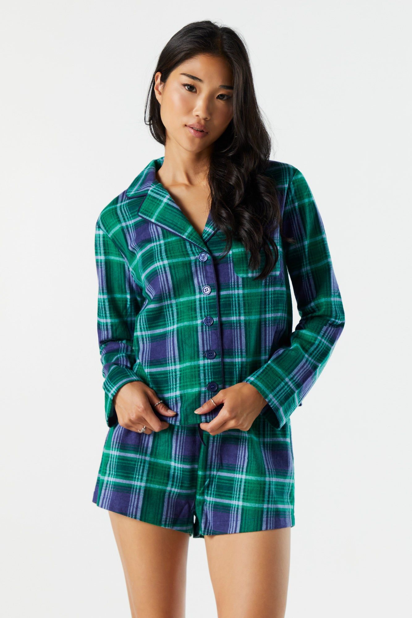 Plaid Print Flannel Pajama Short sold by Urban Planet