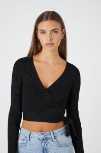 Ribbed Knit Wrap Crop Top sold by Urban Planet