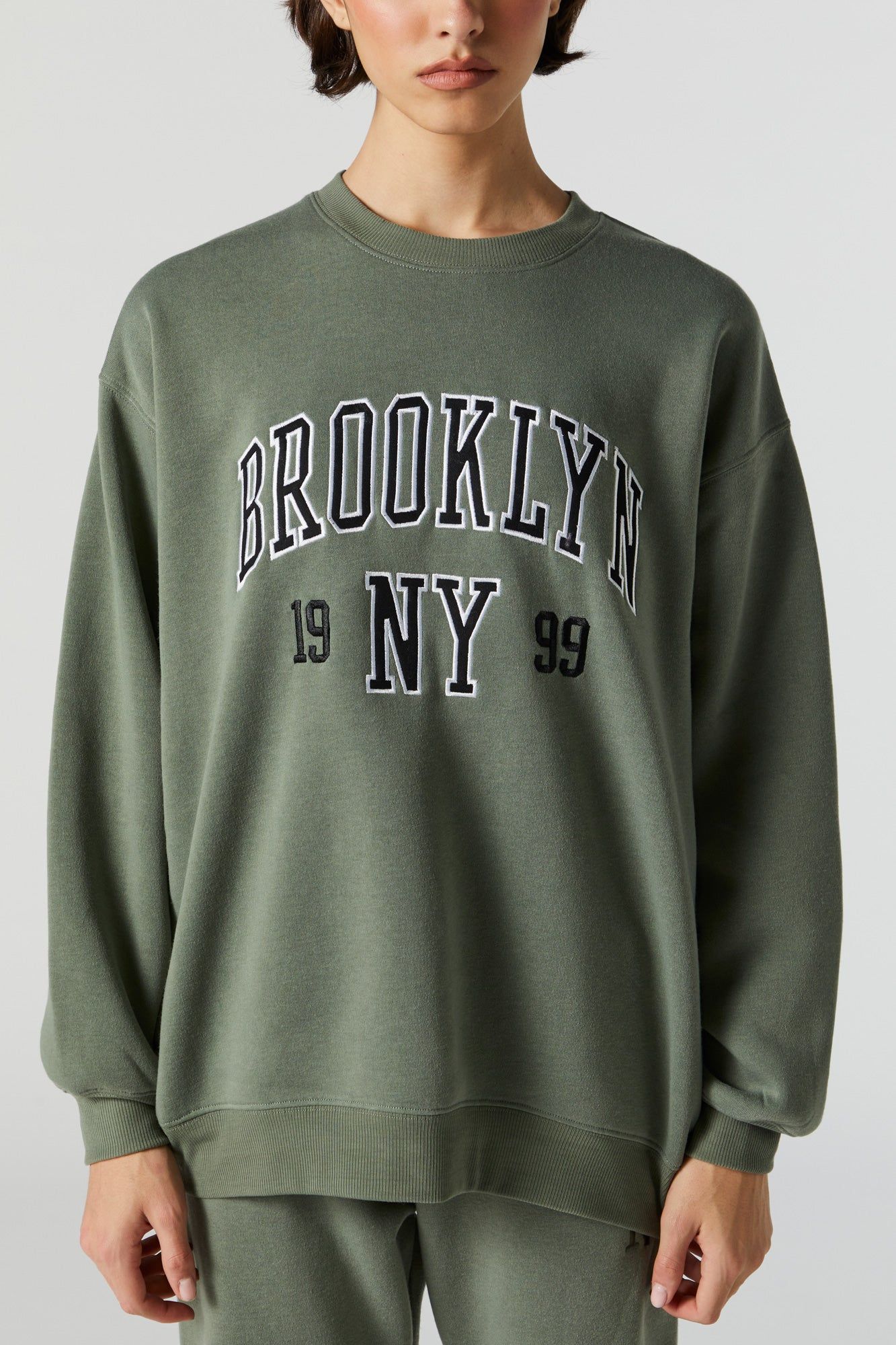 Chenille Embroidered Brooklyn Fleece Sweatshirt sold by Urban Planet product image thumbnail 2