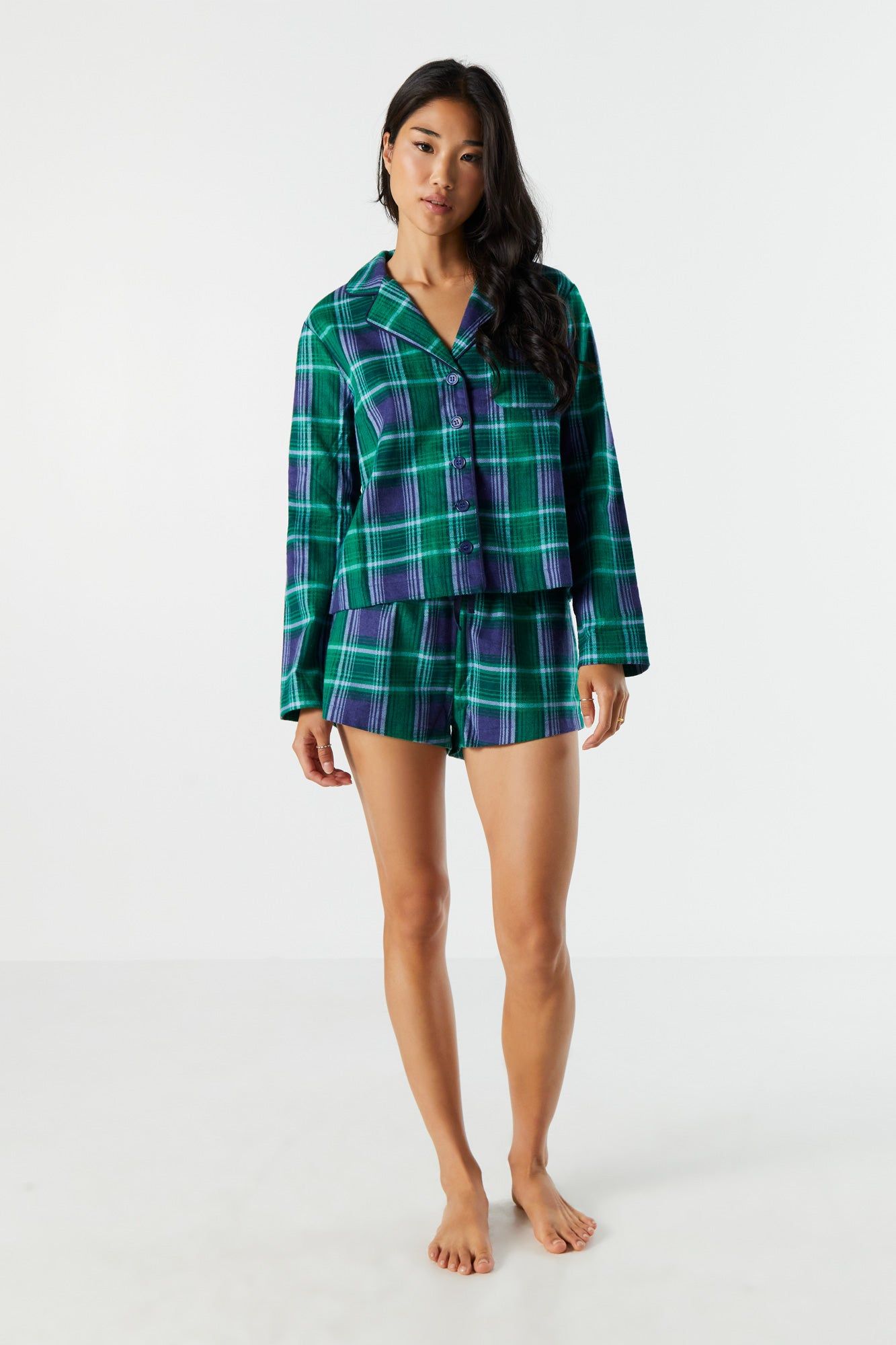 Plaid Print Flannel Pajama Short sold by Urban Planet product image thumbnail 3