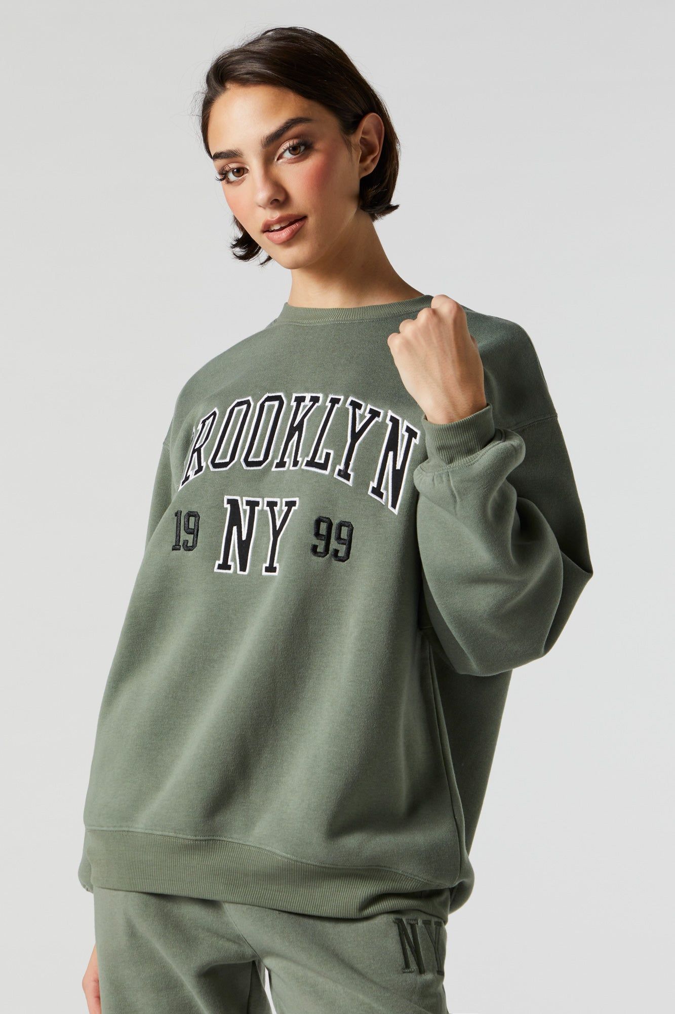 Chenille Embroidered Brooklyn Fleece Sweatshirt sold by Urban Planet