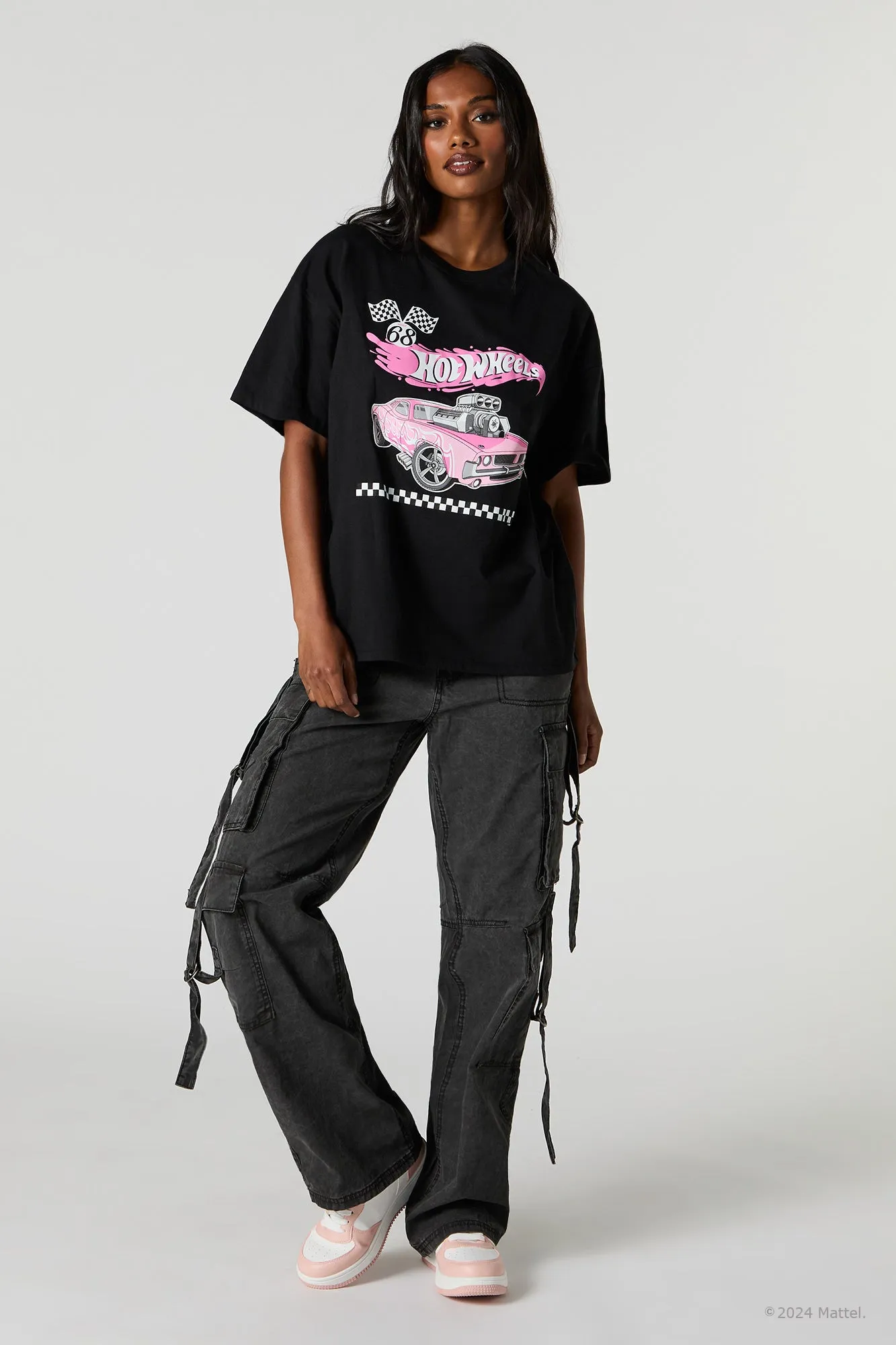Hot Wheels™ Graphic Pink Boyfriend T-Shirt sold by Urban Planet product image thumbnail 2