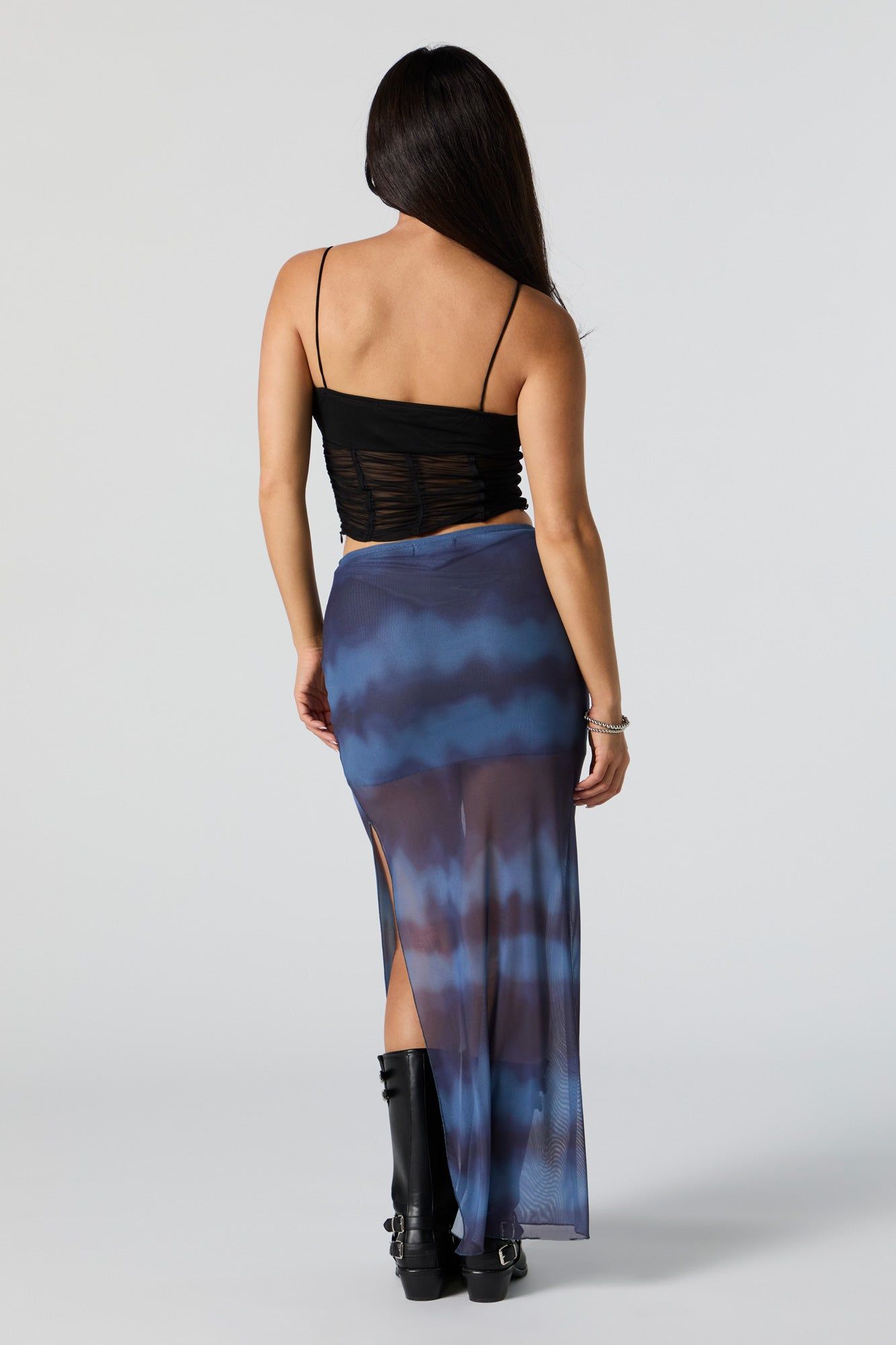 Printed Mesh Slit Maxi Skirt sold by Urban Planet product image thumbnail 3