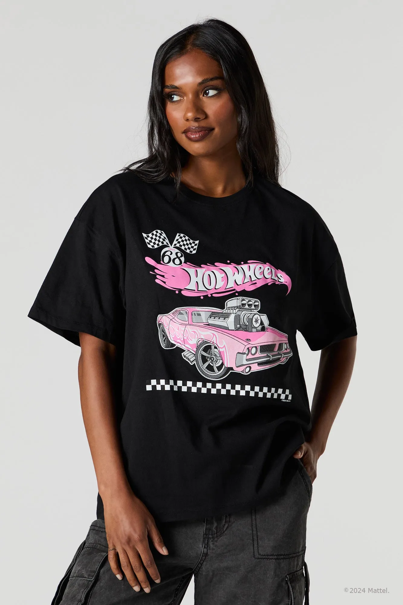 Hot Wheels™ Graphic Pink Boyfriend T-Shirt sold by Urban Planet