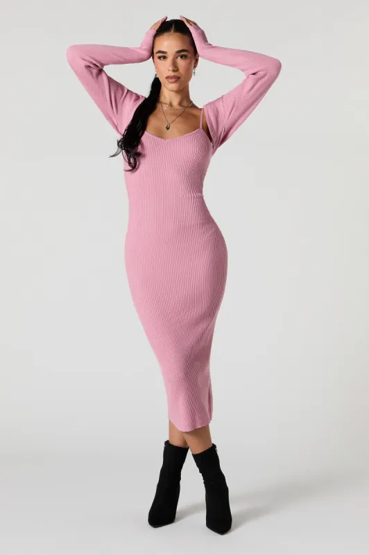 Ensemble avec robe midi moulante et boléro côtelés sold by Urban Planet