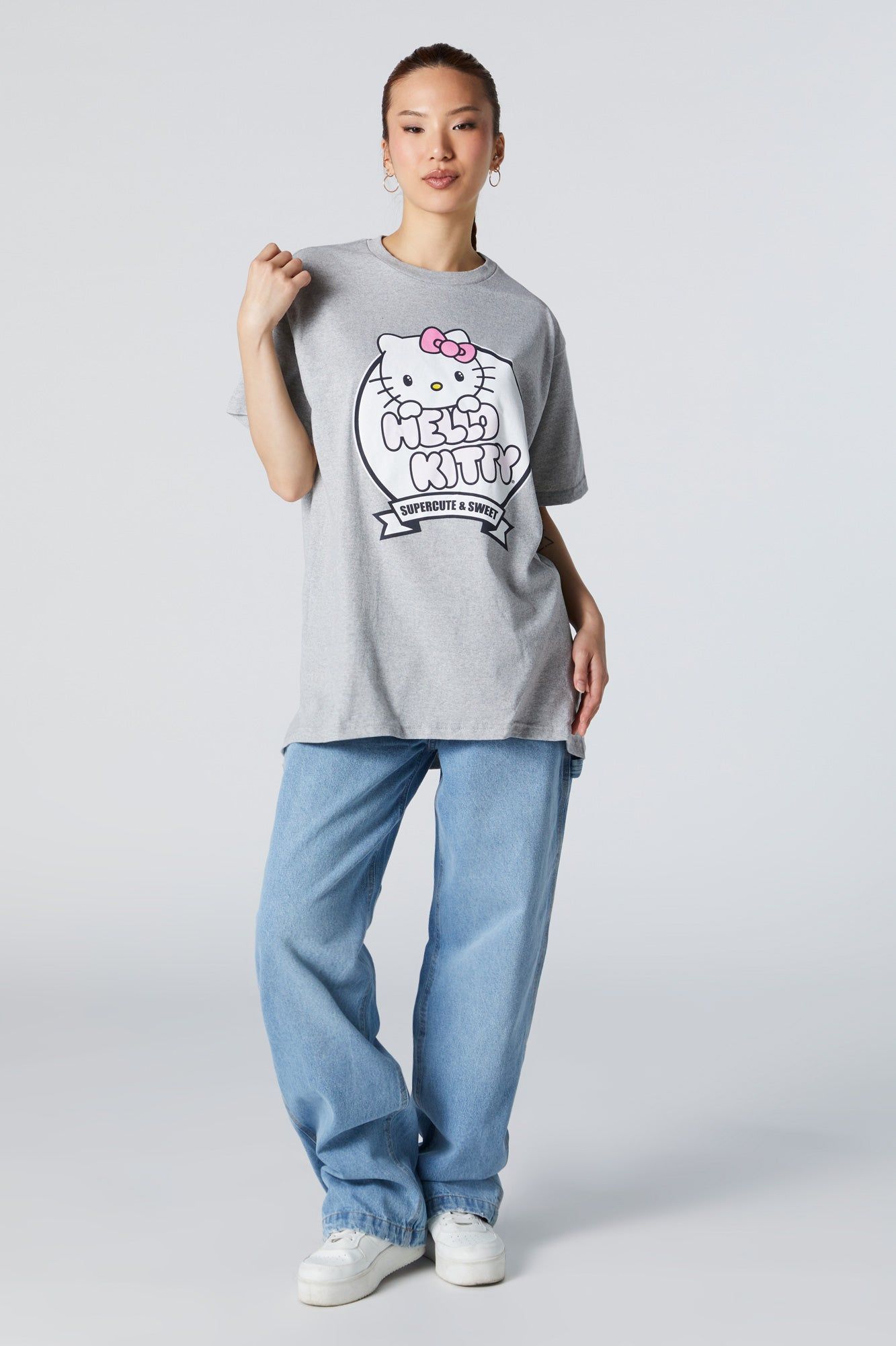 Grey Hello Kitty Graphic Boyfriend T-Shirt sold by Urban Planet product image thumbnail 3