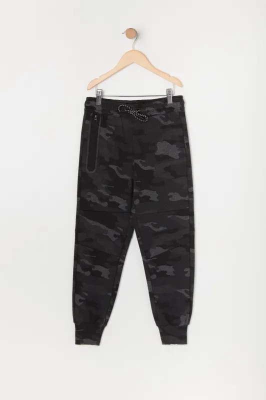Boys Camo Fleece Zip Pocket Jogger sold by Urban Planet