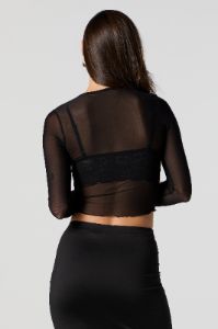 Mesh Cut Out Long Sleeve Crop Top sold by Urban Planet