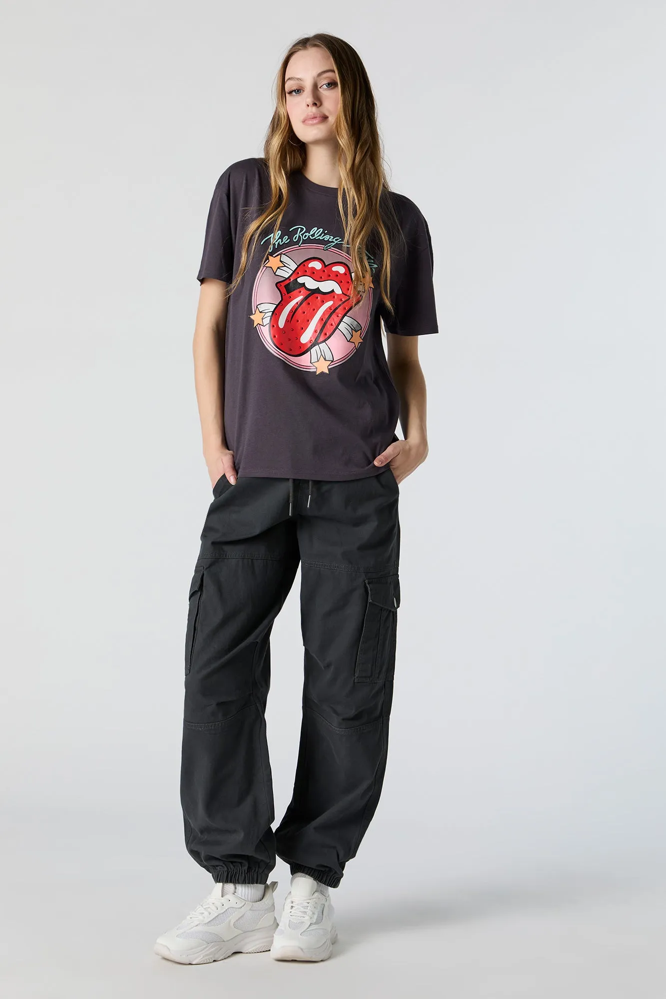 The Rolling Stones Rhinestone Graphic Boyfriend T-Shirt sold by Urban Planet product image thumbnail 3