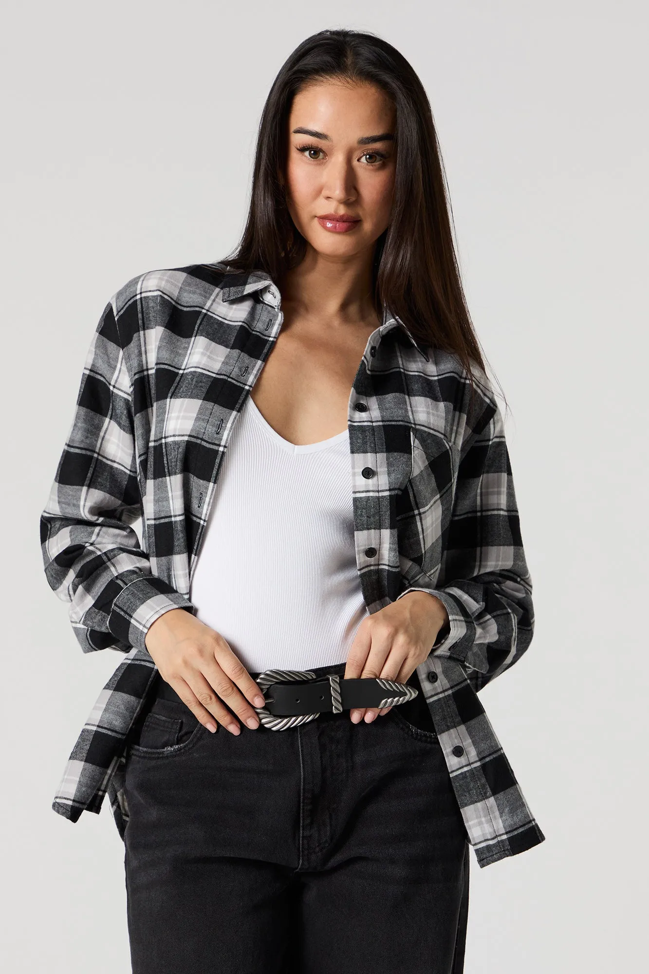 Plaid Button-Up Top sold by Urban Planet product image thumbnail 4