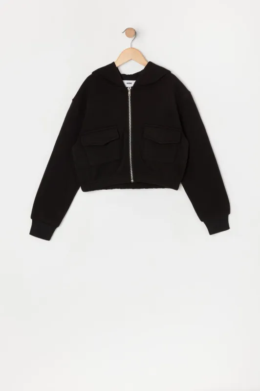 Girls Cropped Cargo Hoodie made by Urban Planet