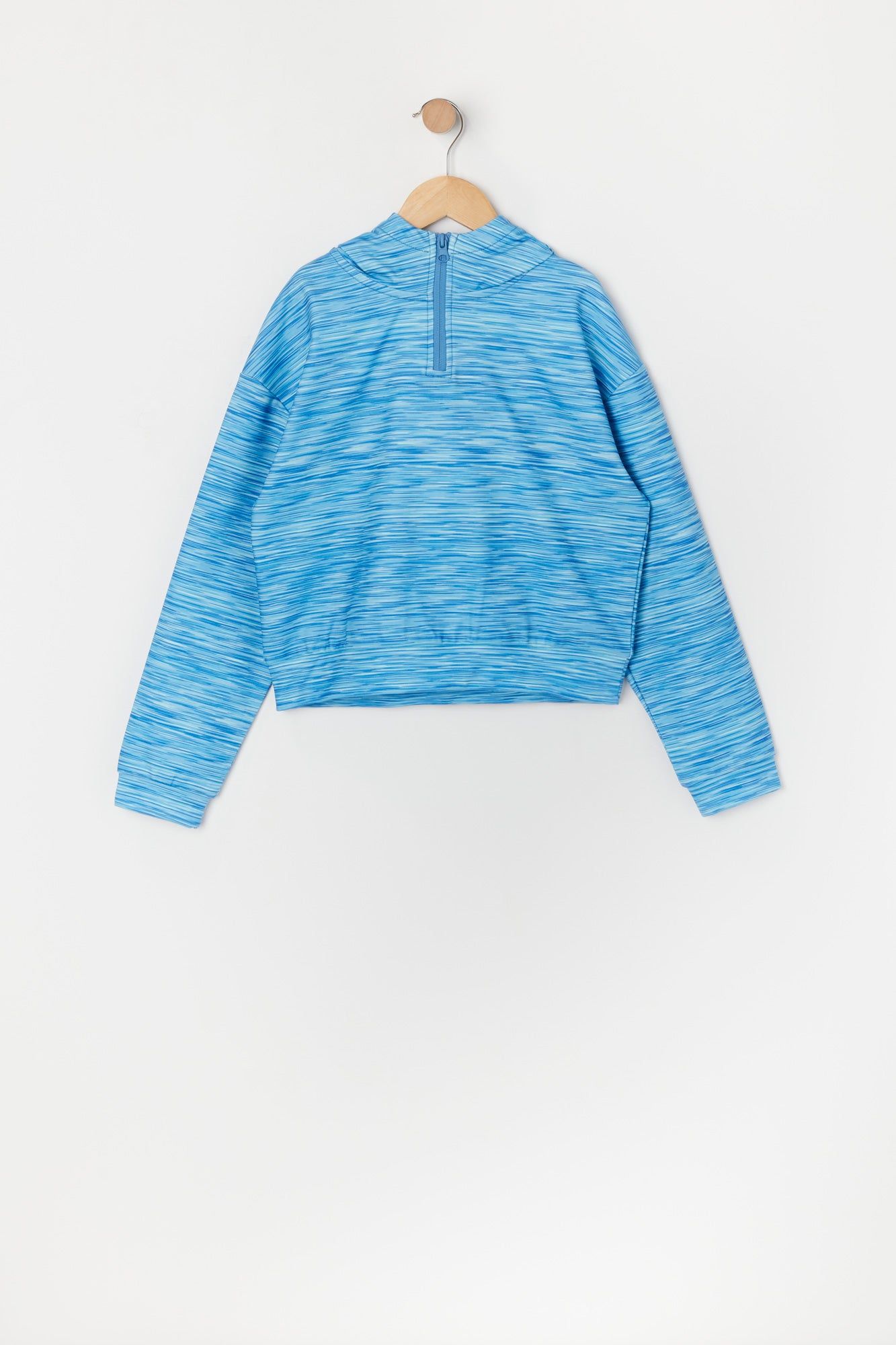 Haut à capuchon avec imprimé bleu et quart de fermeture à glissière pour fille sold by Urban Planet
