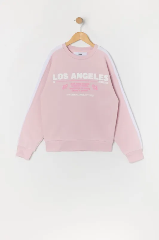 Girls Oversized LA Graphic Fleece Sweatshirt made by Urban Planet