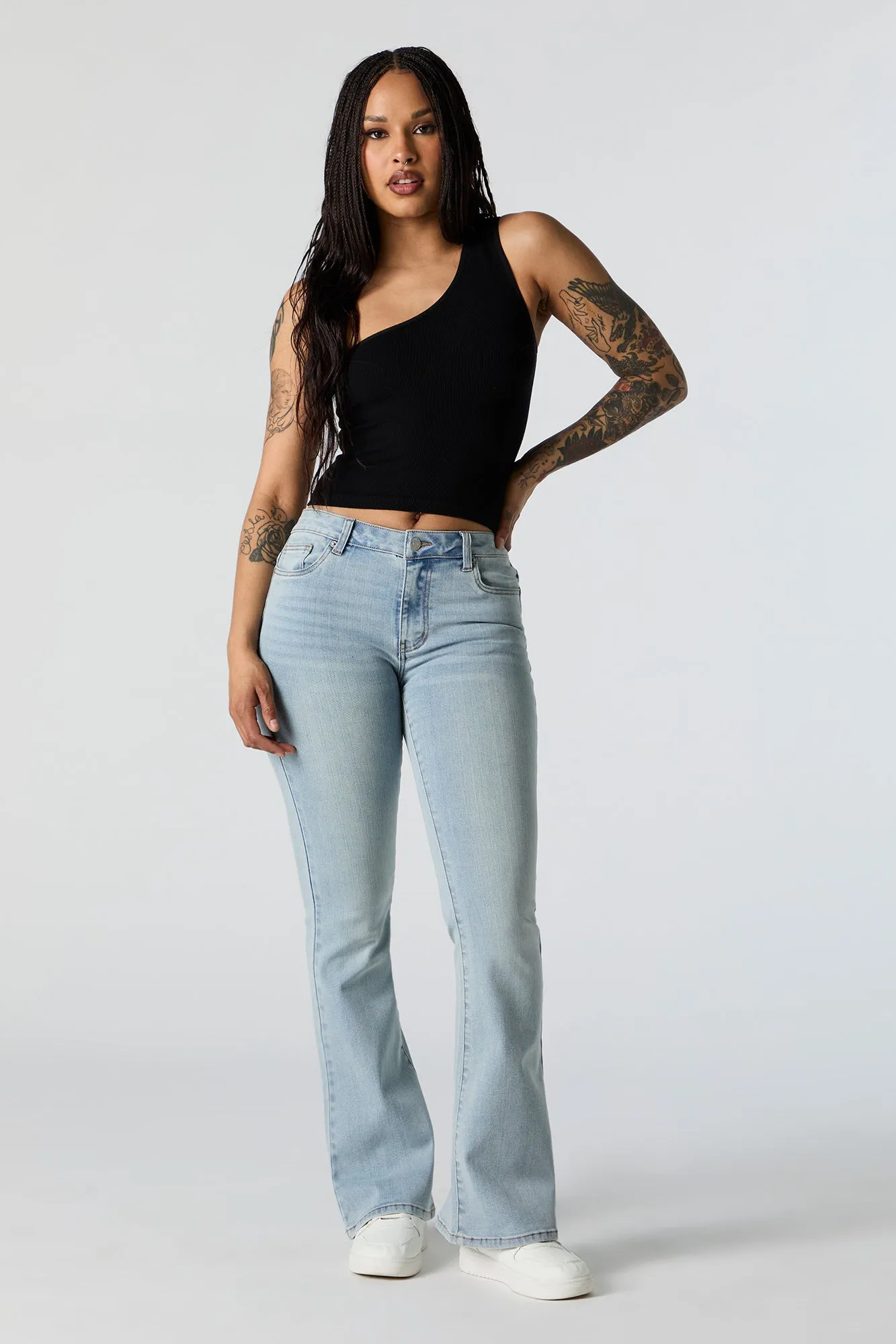 Austin Light Wash Low Rise Flare Jean sold by Urban Planet