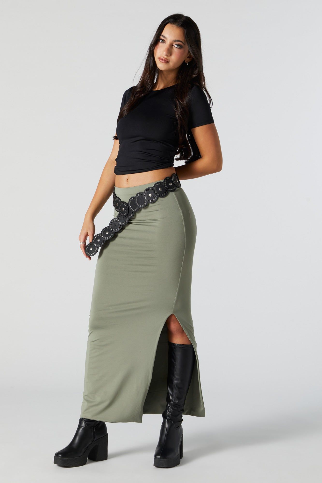 Contour Slit Maxi Skirt sold by Urban Planet