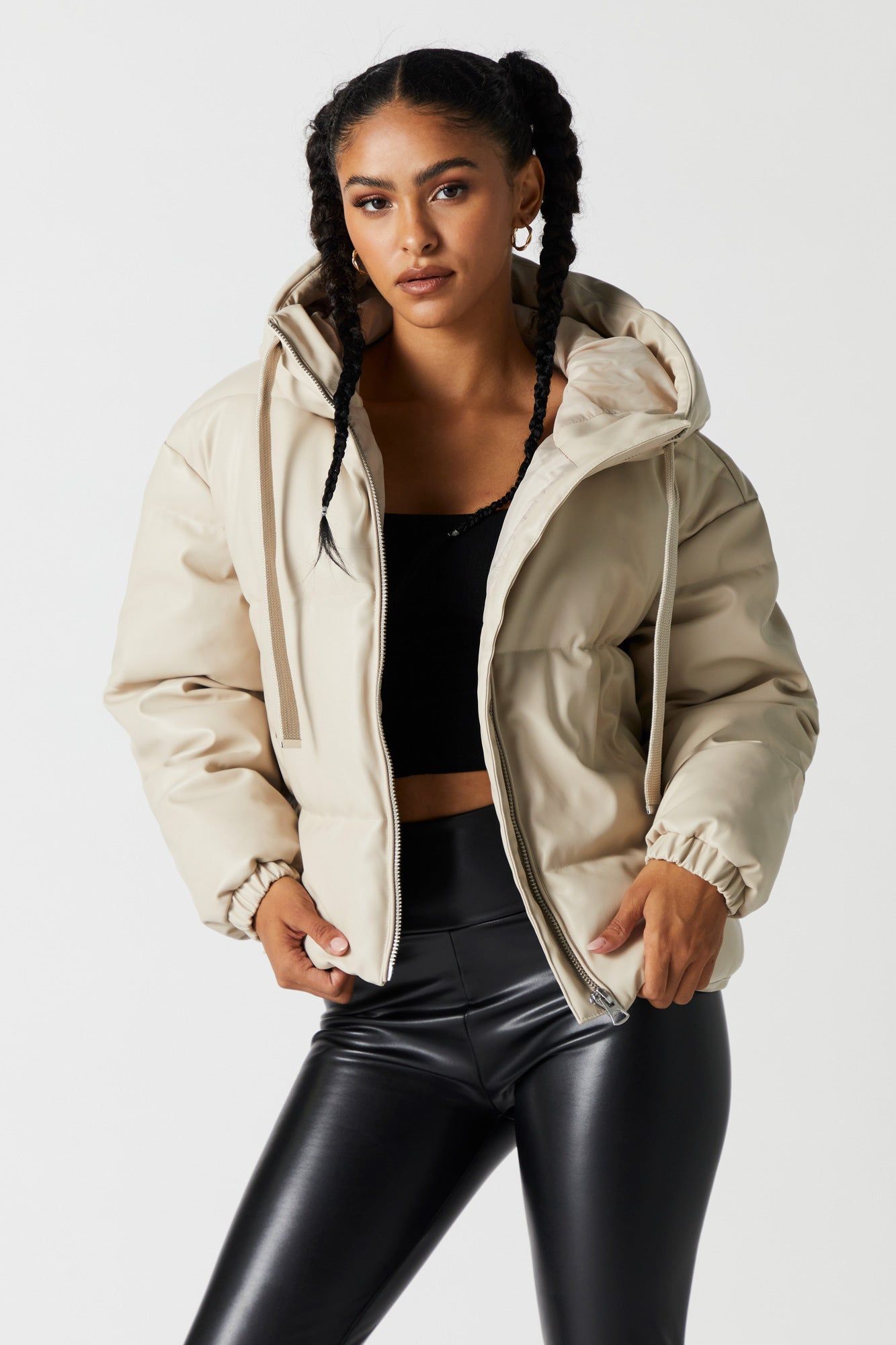 Faux Leather Oversized Puffer Jacket sold by Urban Planet product image thumbnail 5