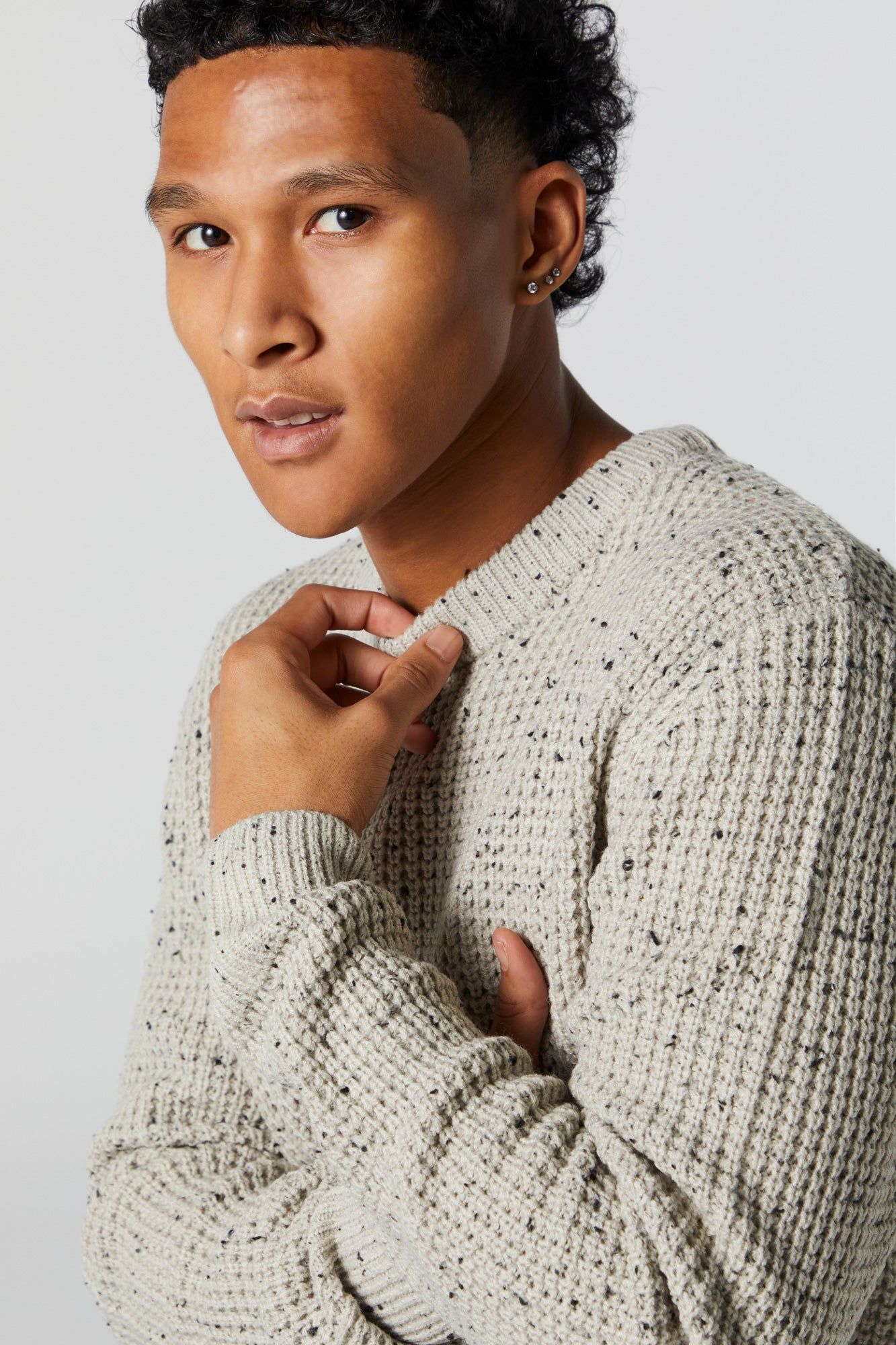 Speckled Knit Crewneck Sweater sold by Urban Planet