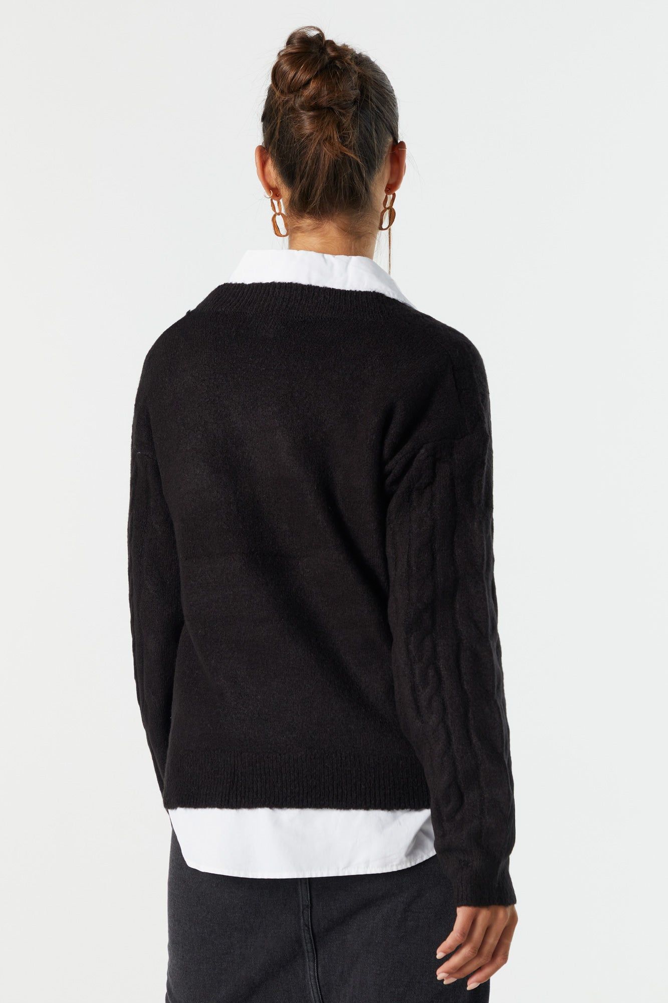 Chandail en tricot torsadé à encolure en V sold by Urban Planet product image thumbnail 5