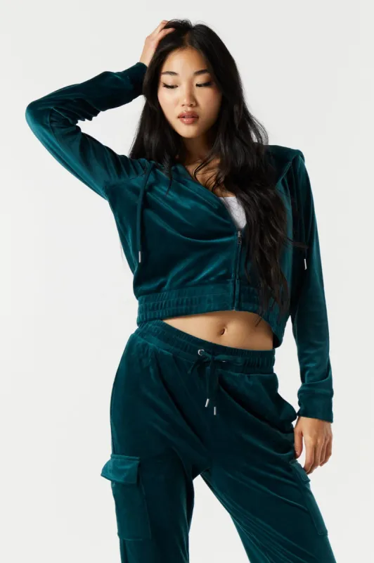 Velvet Zip-Up Hoodie sold by Urban Planet