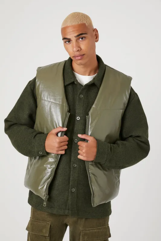 Faux Leather Puffer Vest sold by Urban Planet