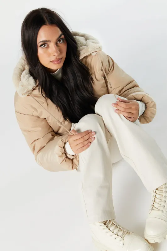 Fur Lined Puffer Jacket sold by Urban Planet