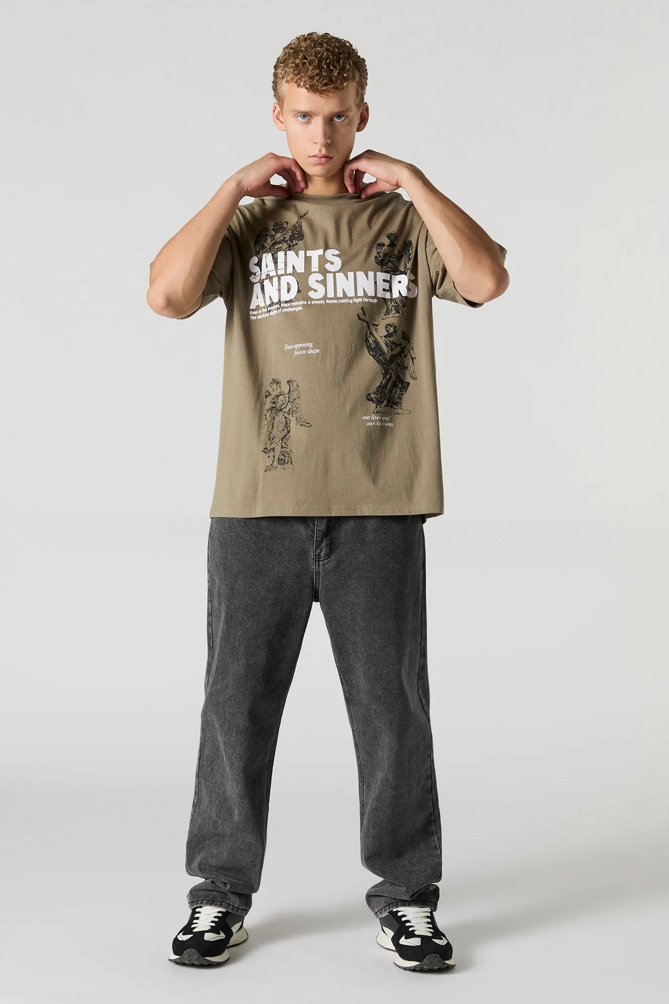 T-shirt à imprimé Saints and Sinners sold by Urban Planet product image thumbnail 2