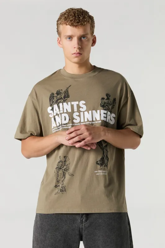 T-shirt à imprimé Saints and Sinners sold by Urban Planet