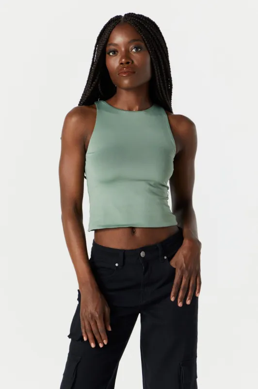 Green Contour High Neck Tank sold by Urban Planet