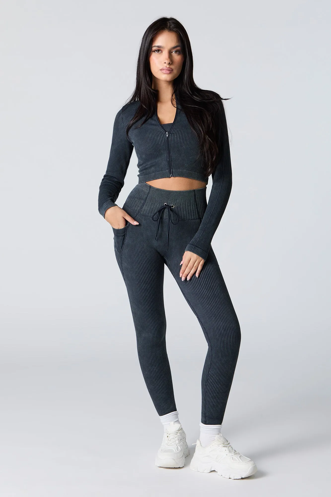 Legging Sommer Ray Active côtelé sans couture à taille coulissante sold by Urban Planet