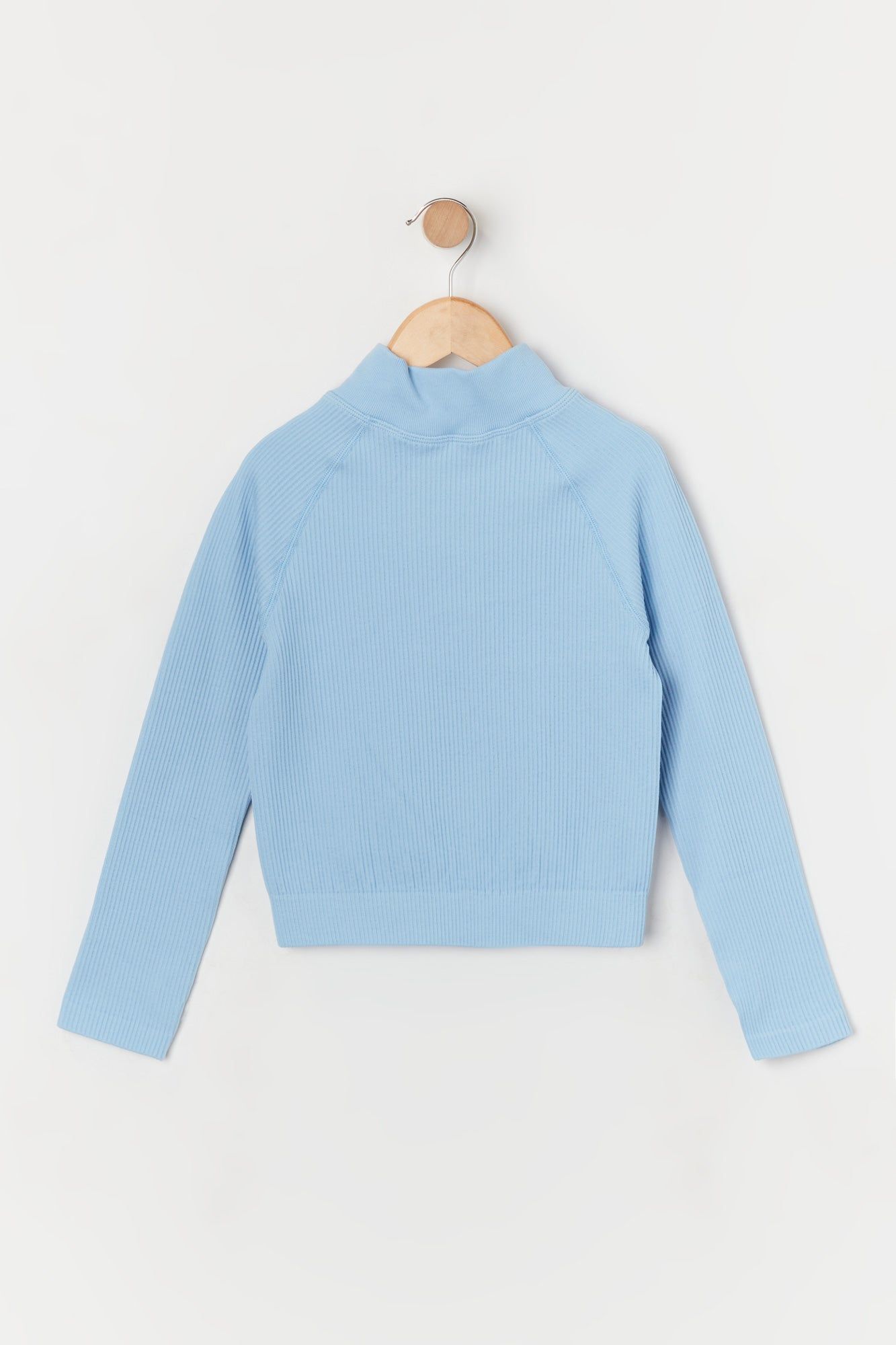 Haut actif à demi-zip côtelé sans coutures pour fille bleu sold by Urban Planet product image thumbnail 2