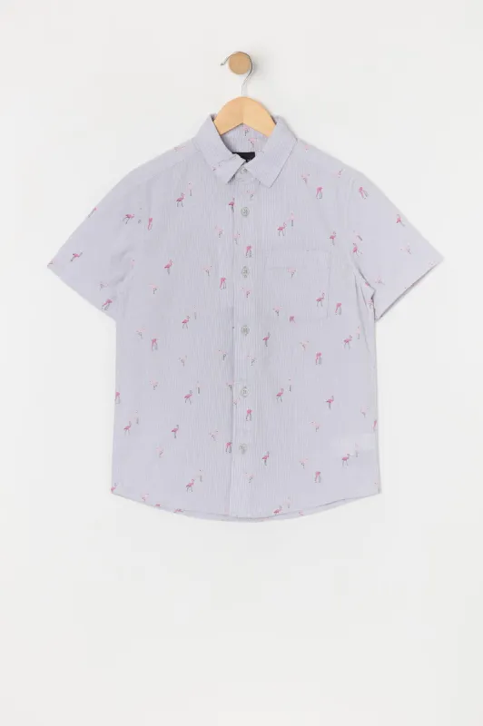 Haut boutonné avec micromotif de flamants pour garçon made by Urban Planet