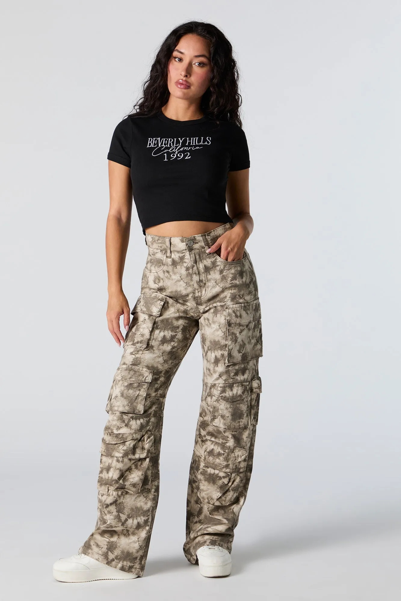 T-shirt ultracourt avec motif brodé Beverly Hills 1992 sold by Urban Planet product image thumbnail 3