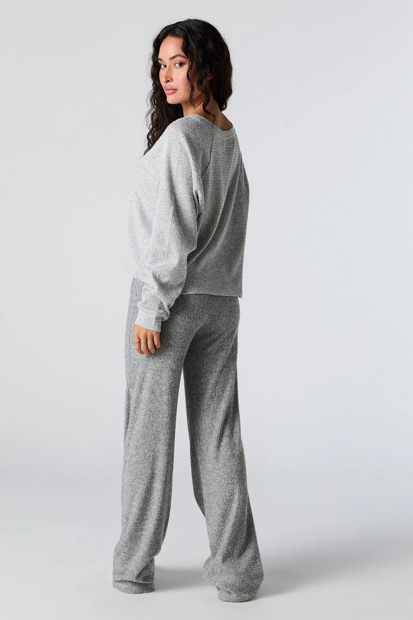 Ribbed Knit Wide Leg Pant sold by Urban Planet product image thumbnail 3