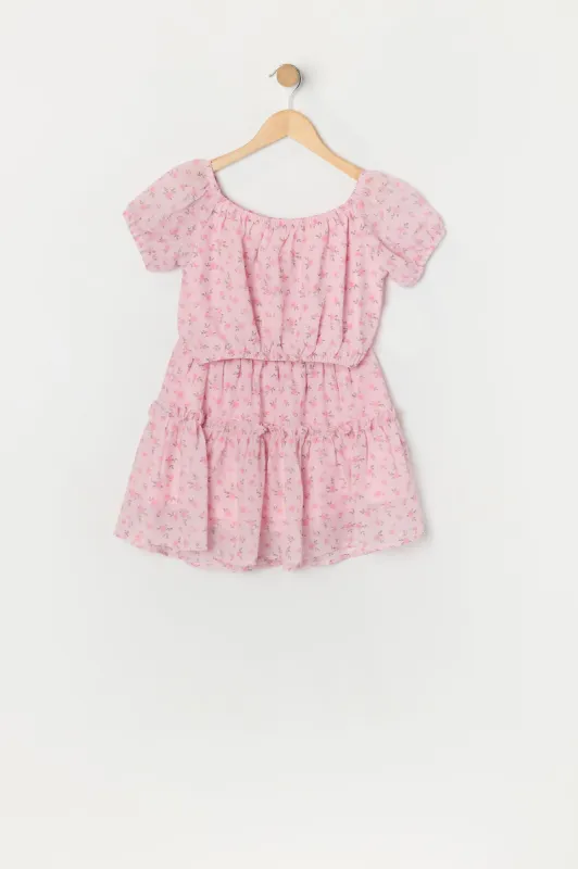 Girls Pink Floral Print Top and Skirt 2 Piece Set sold by Urban Planet