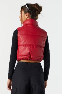 Faux Leather Cropped Puffer Vest sold by Urban Planet