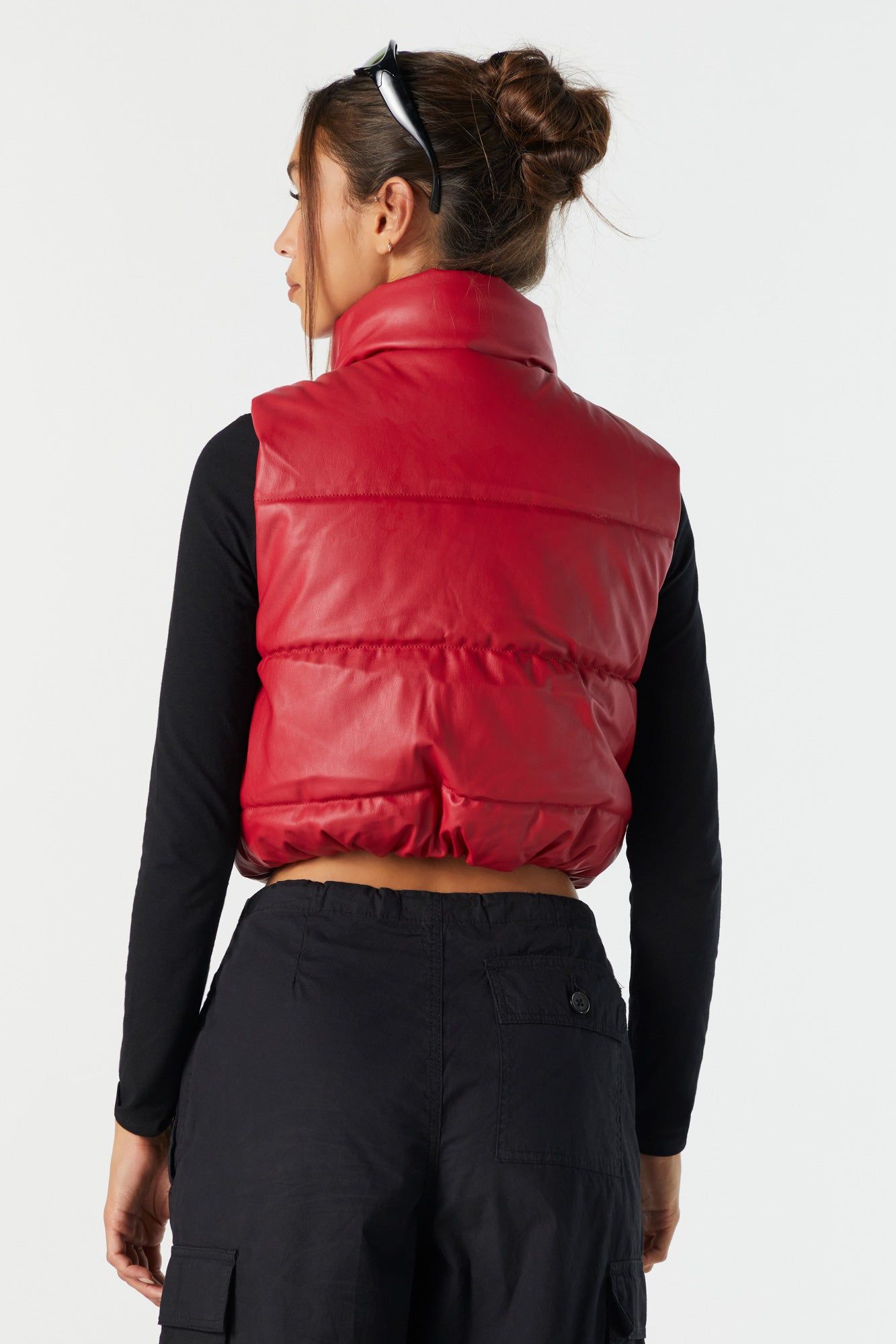 Faux Leather Cropped Puffer Vest sold by Urban Planet product image thumbnail 5