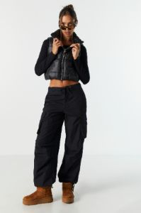 Faux Leather Cropped Puffer Vest sold by Urban Planet