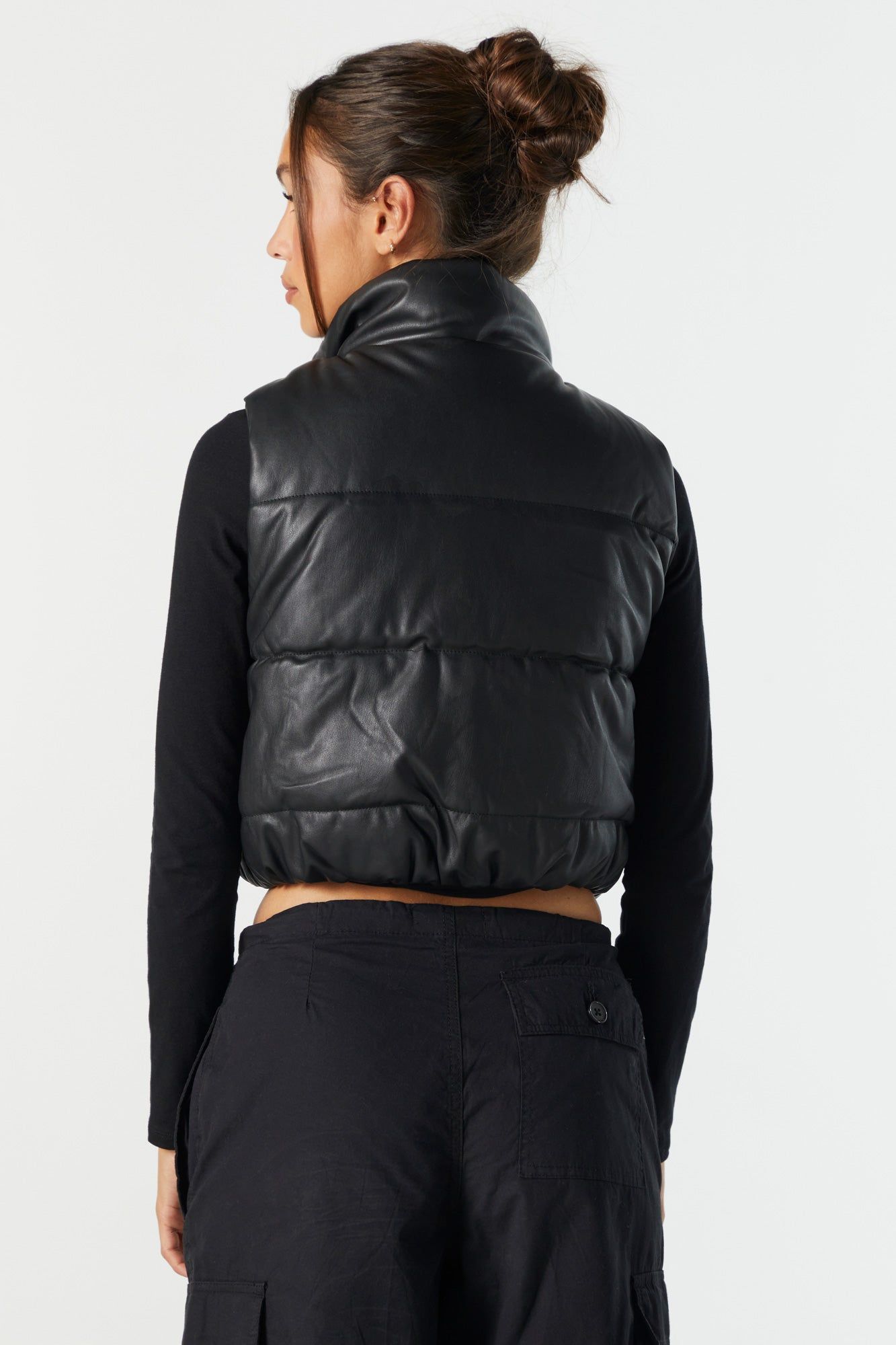 Faux Leather Cropped Puffer Vest sold by Urban Planet product image thumbnail 2