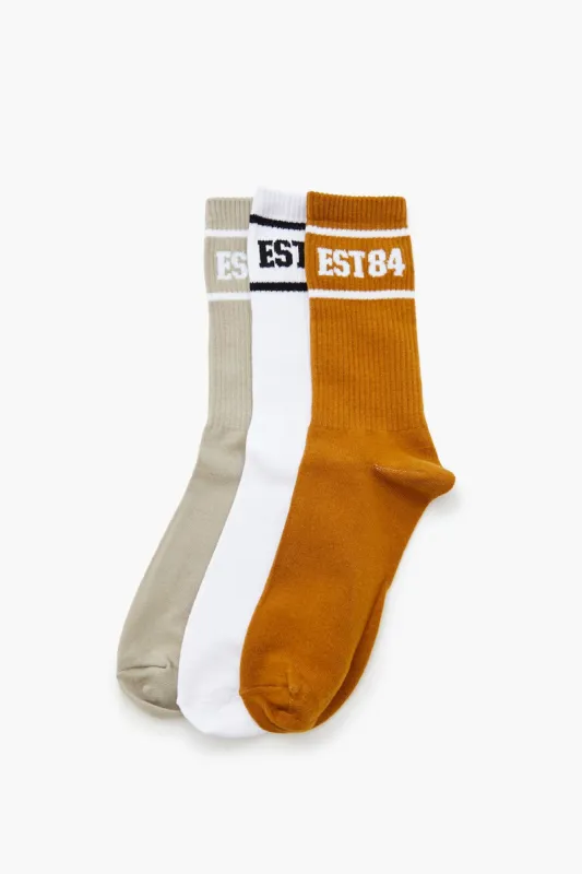 Est 84 Knit Crew Socks (3 Pack) made by Forever 21
