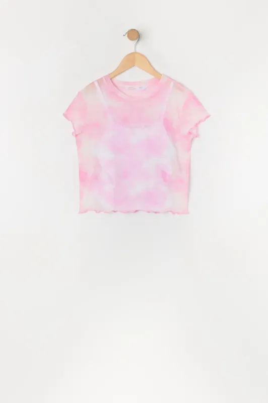 T-shirt en filet noué-teint avec débardeur pour fille sold by Urban Planet