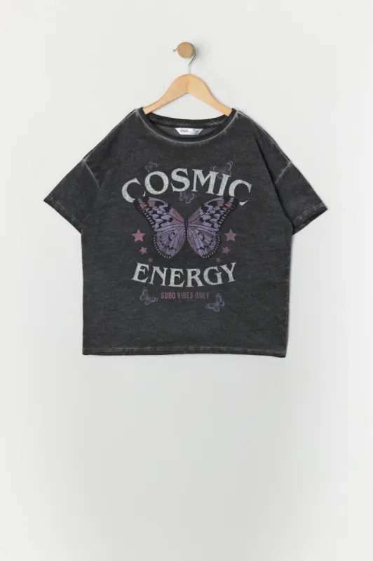 Girls Cosmic Energy Graphic Washed Oversized T-Shirt sold by Urban Planet