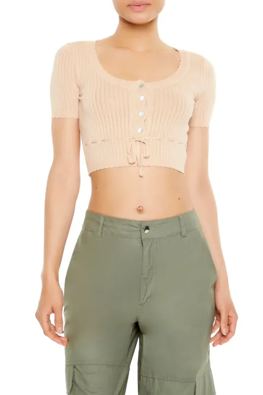 Ribbed Knit Ribbon Crop Top sold by Urban Planet