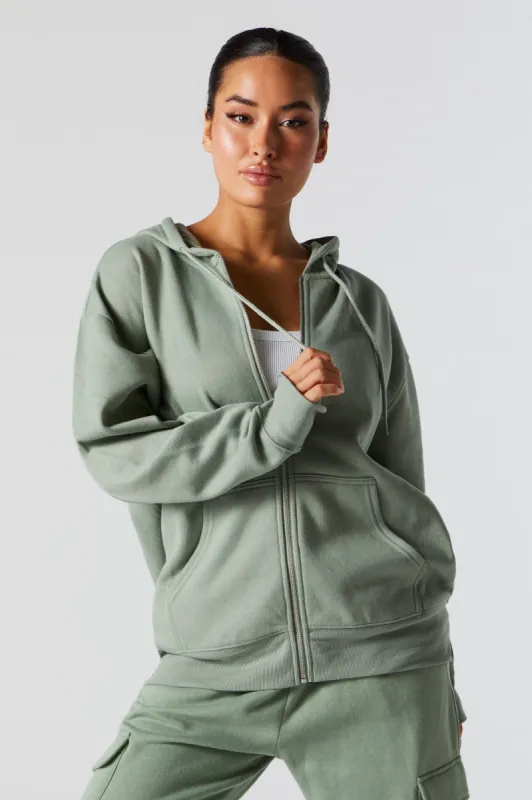 Oversized Soft Fleece Zip-Up Hoodie sold by Urban Planet