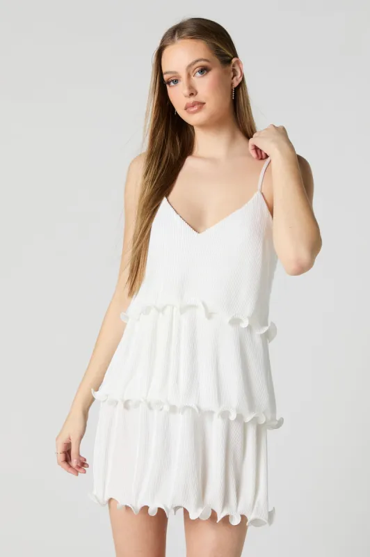 Satin Pleated Layered Mini Dress sold by Urban Planet