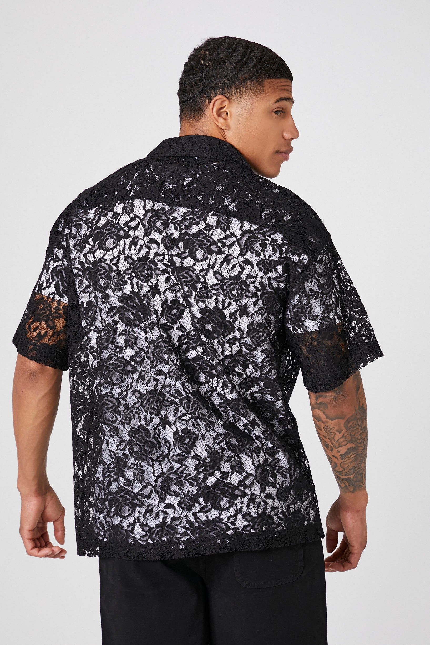 Sheer Floral Lace Button-Up Top sold by Urban Planet product image thumbnail 3