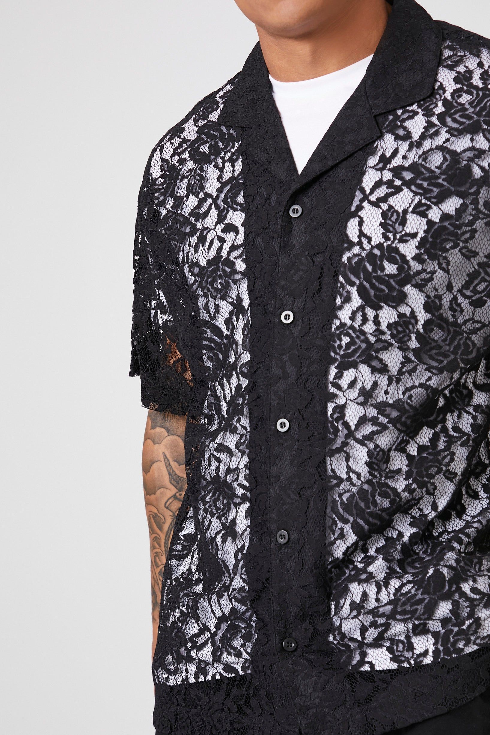 Sheer Floral Lace Button-Up Top sold by Urban Planet product image thumbnail 5